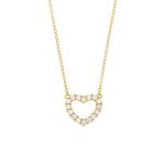 Ασημένιο 925 επίχρυσο κολιέ με κρεμαστό καρδιά διακοσμημένη με λευκά ζιργκόν