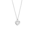 Ασημένιο 925 κολιέ με κρεμαστό καρδιά διακοσμημένη με λευκά ζιργκόν