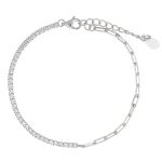 Ασημένιο βραχιόλι μισή ριβιέρα με λευκά ζιργκόν