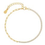 Ασημένιο επίχρυσο βραχιόλι μισή ριβιέρα με λευκά ζιργκόν