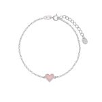Ασημένιο βραχιόλι Marea με σχέδιο ροζ καρδούλα