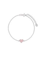 Ασημένιο βραχιόλι Marea με σχέδιο ροζ καρδούλα