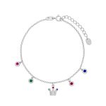 Ασημένιο βραχιόλι Marea με σχέδιο κορώνα, διακοσμημένο με χρωματιστά ζιργκόν