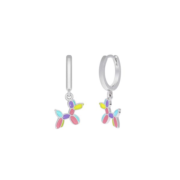 Ασημένια παιδικά σκουλαρίκια Marea με χρωματιστό σκυλάκι