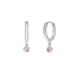 Ασημένια παιδικά σκουλαρίκια Marea διακοσμημένα με ροζ ζιργκόν