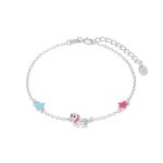 Ασημένιο βραχιόλι Marea με σχέδιο χρωματιστά αστεράκια και μονόκερο