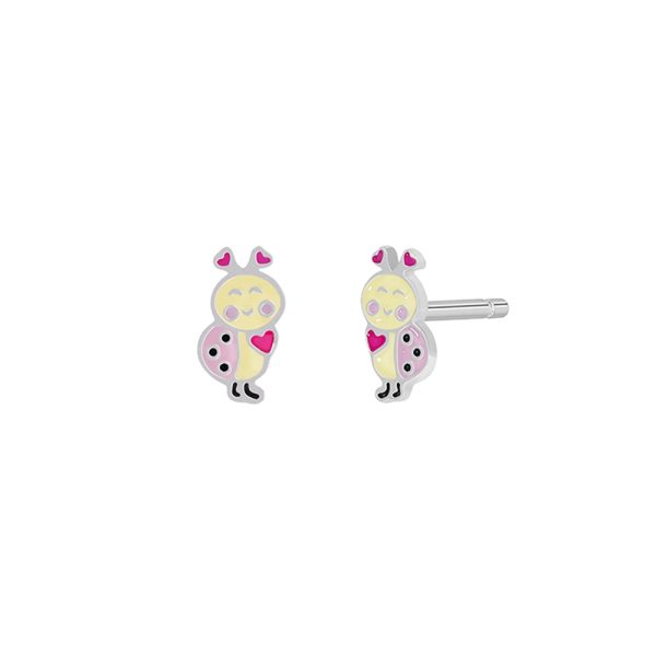 Ασημένια παιδικά σκουλαρίκια Marea με σχέδιο χρωματιστές πασχαλίτσες