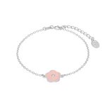 Ασημένιο βραχιόλι Marea με σχέδιο ροζ λουλουδάκι διακοσμημένο με λευκό ζιργκόν