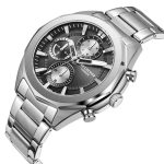 Ανδρικό ρολόι Lee Cooper LC08005.350 με ασημί μπρασελέ και μαύρο καντράν