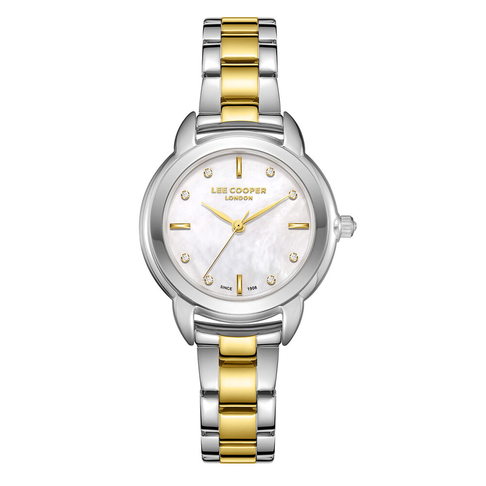 lc08024.220 Γυναικείο ρολόι Lee Cooper LC08024.220 με δίχρωμο μπρασελέ και λευκό φίλντισι καντράν