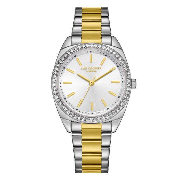Γυναικείο ρολόι Lee Cooper LC08041.230 με δίχρωμο μπρασελέ και λευκό καντράν