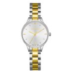 Γυναικείο ρολόι Lee Cooper LC08080.230 με δίχρωμο μπρασελέ και ασημί καντράν