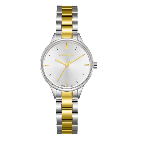 Γυναικείο ρολόι Lee Cooper LC08080.230 με δίχρωμο μπρασελέ και ασημί καντράν