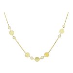 Χρυσό κολιέ Κ14 με αλυσίδα διακοσμημένο με στρογγυλά μοτίφ και ζιργκόν πέτρες