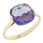 Χρυσό δαχτυλίδι Κ14 διακοσμημένο με συνθετικό αμέθυστο