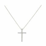 Λευκόχρυσο κολιέ Κ14 με λουστρέ σταυρό διακοσμημένο με λευκά ζιργκόν