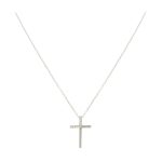 Λευκόχρυσο κολιέ Κ14 με λουστρέ σταυρό διακοσμημένο με λευκά ζιργκόν