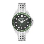 Ανδρικό ρολόι Lee Cooper LC07954.370 με ασημί μπρασελέ και πράσινο καντράν