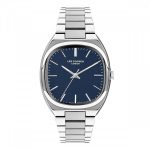 Ανδρικό ρολόι Lee Cooper LC07938.390 με ασημί μπρασελέ και μπλε καντράν