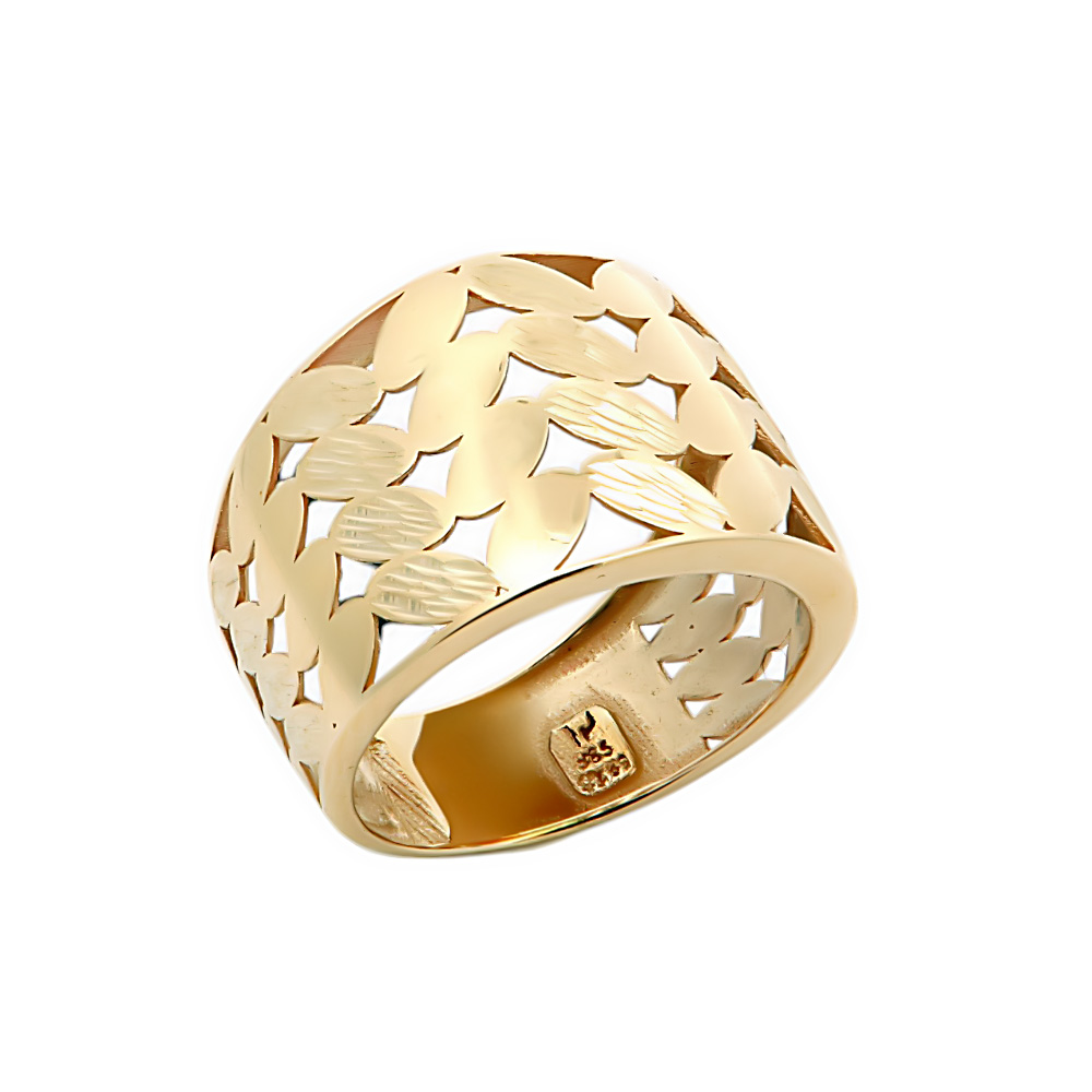Χρυσό φαρδύ δαχτυλίδι Κ14 διάτρητο