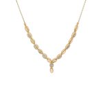 Χρυσό κολιέ Κ14 με αλυσίδα και σχέδιο με οβάλ μοτίφ και ροζέτες