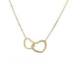 Χρυσό κολιέ Κ14 διακομημένο με δύο καρδιές