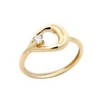 Χρυσό δαχτυλίδι Κ14 με λευκό ζιργκόν και μοντέρνο σχέδιο