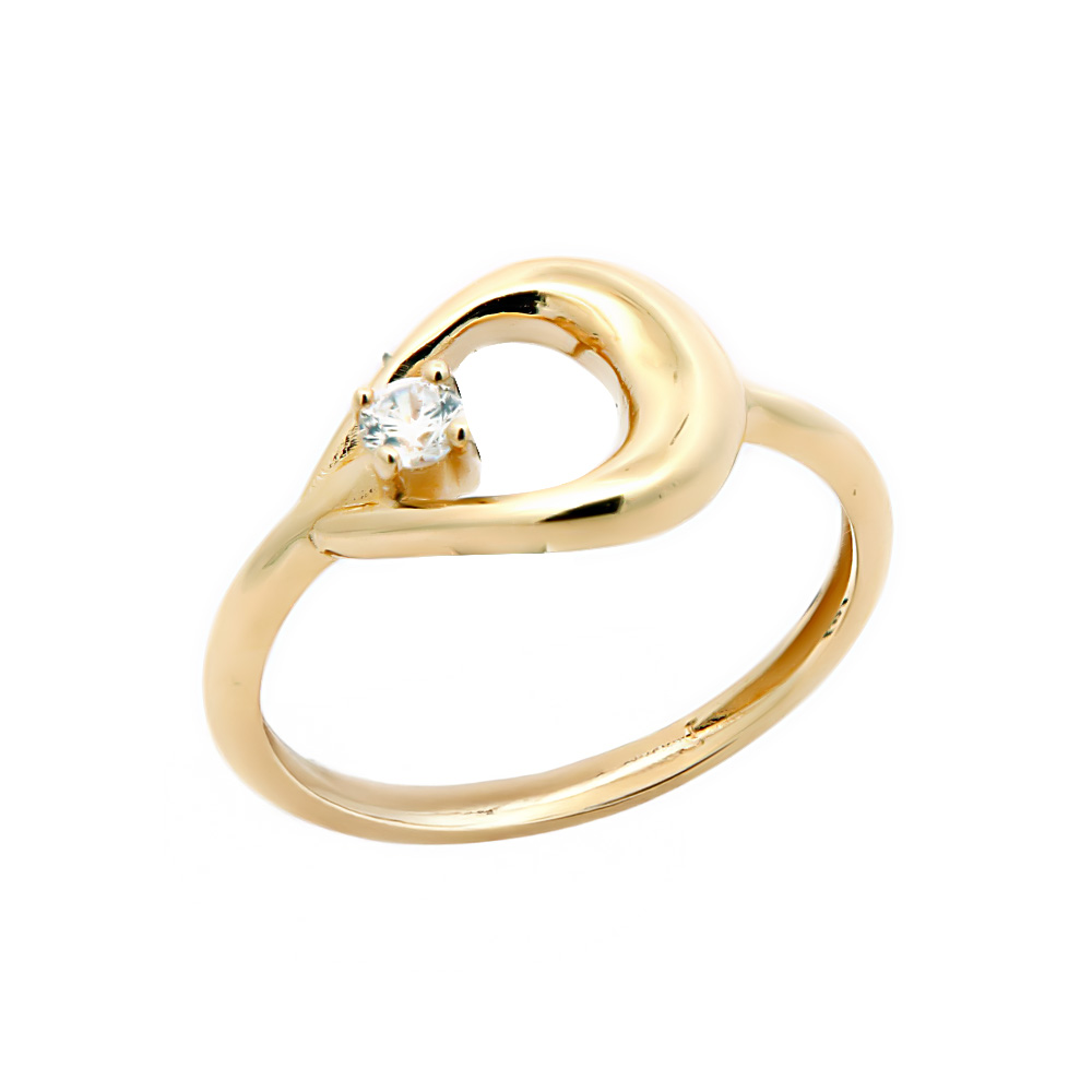 Χρυσό δαχτυλίδι Κ14 με λευκό ζιργκόν και μοντέρνο σχέδιο