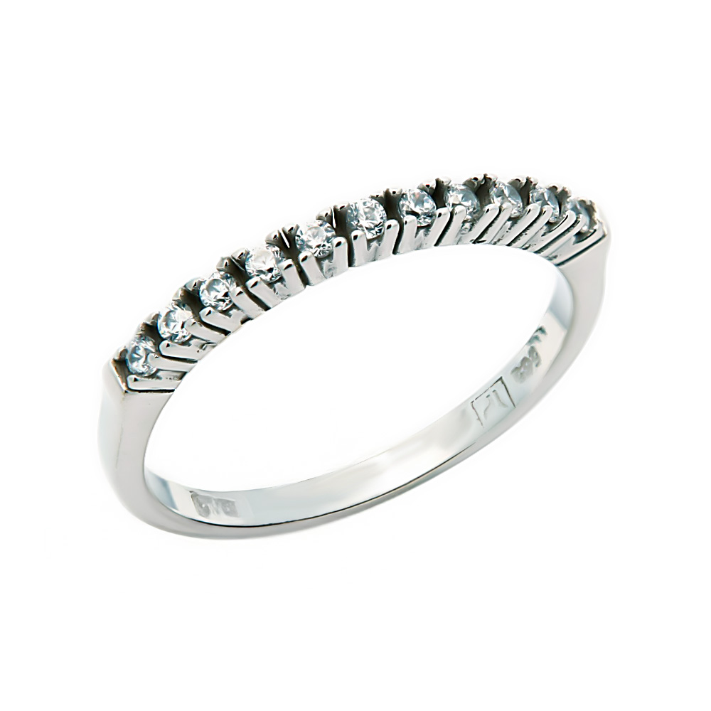 Λευκόχρυσο σειρέ δαχτυλίδι Κ14 με έντεκα ζιργκόν πέτρες