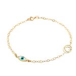 Χρυσό βραχιόλι Κ9 διακοσμημένο με καρδιά και ματάκι