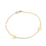 Χρυσό βραχιόλι Κ14 διακοσμημένο με καρδιές και μαργαριταράκια