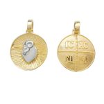 Χρυσό Κ14 ζώδιο κριός, διπλής όψης, δίχρωμο