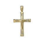 Χρυσός λουστρέ σταυρός Κ14 διακοσμημένος με λευκά ζιργκόν