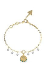 GUESS STEEL SEASHELL JUBB05134JWYGL Βραχιόλι Χρυσό Με Χρυσό Κοχύλι Και Κρεμαστά Σχέδια