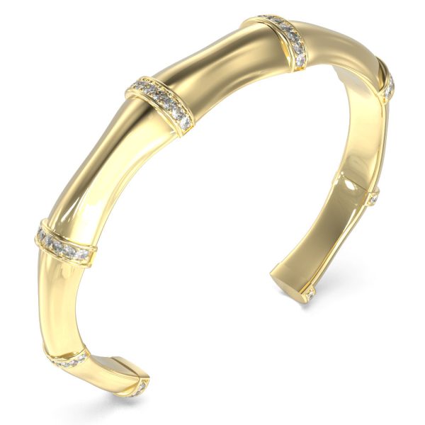 GUESS STEEL BAMBOO JUBB05161JWYGL Χειροπέδα Χρυσή Με Πέτρες