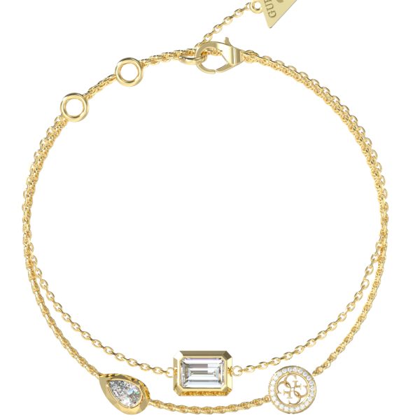 GUESS STEEL 4G LIGHT JUBB05237JWYGL Βραχιόλι Χρυσό Με Τρία Τσάρμς