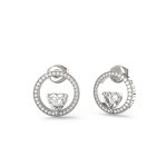 GUESS STEEL M’AMA NON M’AMA JUBE04666JWRHT/U Σκουλαρίκια Ασημένια Με Καρδιά Με Πέτρες