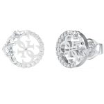 GUESS STEEL 4 LOVE JUBE05041JWRHT/U Σκουλαρίκια Ασημένια Με Λογότυπο Και Πέτρες