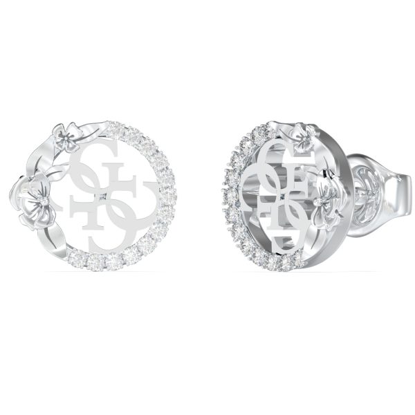 GUESS STEEL 4 LOVE JUBE05041JWRHT/U Σκουλαρίκια Ασημένια Με Λογότυπο Και Πέτρες