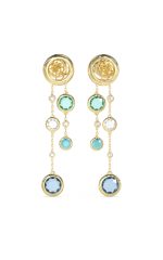 GUESS STEEL PETRA JUBE05091JWYGAQT/U Σκουλαρίκια Χρυσά Με Γαλάζιες Πέτρες