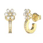 GUESS STEEL LILY JUBE05110JWYGT/U Σκουλαρίκια Χρυσά Με Λουλούδι Και Λογότυπο