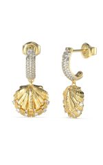 GUESS STEEL SEASHELL JUBE05137JWYGT/U Σκουλαρίκια Χρυσά Με Κρεμαστά Κοχύλια Με Πέτρες