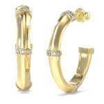 GUESS STEEL BAMBOO JUBE05160JWYGT/U Κρίκοι Χρυσοί Με Πέτρες