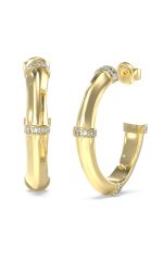 GUESS STEEL BAMBOO JUBE05160JWYGT/U Κρίκοι Χρυσοί Με Πέτρες