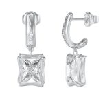 GUESS STEEL BAMBOO JUBE05172JWRHT/U Σκουλαρίκια Ασημένια Με Πέτρα Και Λογότυπο