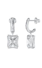 GUESS STEEL BAMBOO JUBE05172JWRHT/U Σκουλαρίκια Ασημένια Με Πέτρα Και Λογότυπο