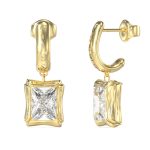 GUESS STEEL BAMBOO JUBE05172JWYGT/U Σκουλαρίκια Χρυσά Με Πέτρα Και Λογότυπο