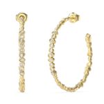 GUESS STEEL PANAREA JUBE05181JWYGT/U Κρίκοι Χρυσοί Με Άσπρες Πέτρες