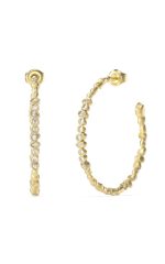 GUESS STEEL PANAREA JUBE05181JWYGT/U Κρίκοι Χρυσοί Με Άσπρες Πέτρες