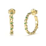 GUESS STEEL PANAREA JUBE05184JWYGGNT/U Κρίκοι Χρυσοί Με Πράσινες Πέτρες